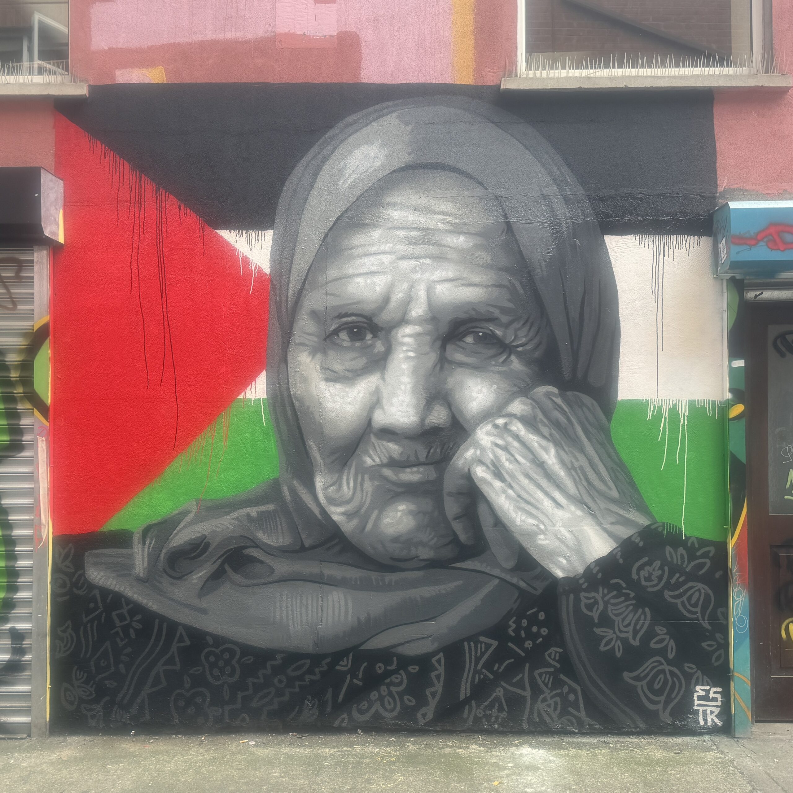 Emmalene Blake's mural portrait of Fatima Hassan Al-Atrash