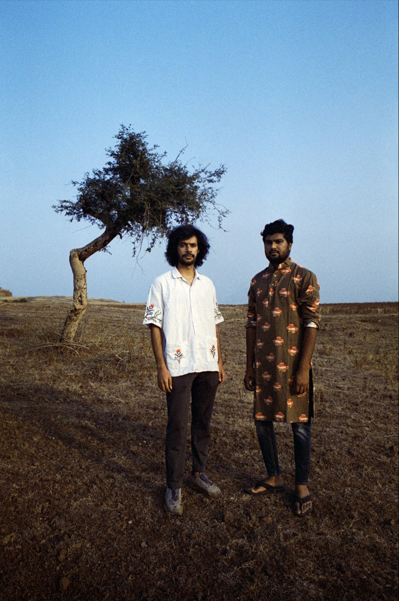 Jayesh Malani (l) and Chandore spent 25 days in the village, working with local folk musicians to document the rich cultural heritage of Nimadi folk art. (Photo by Manish Khushalani)