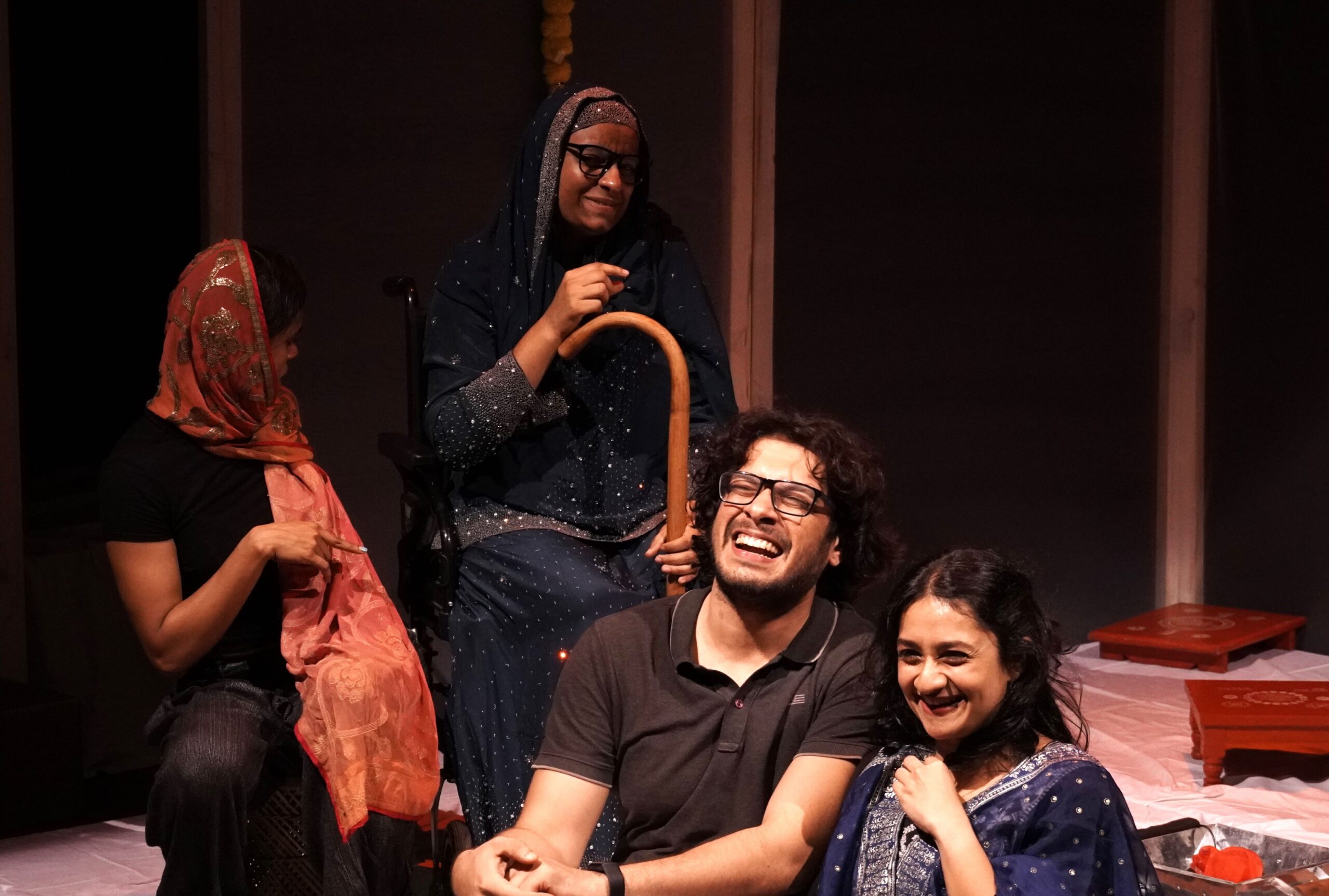 Masi, Nani, Rahul, and Amina in Runaway Brides (left to right).