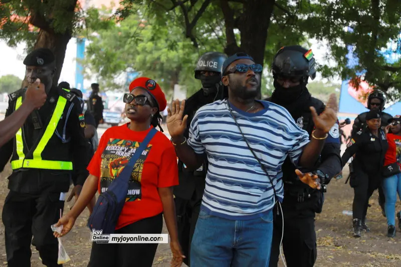 Protestors being arrested in Ghana