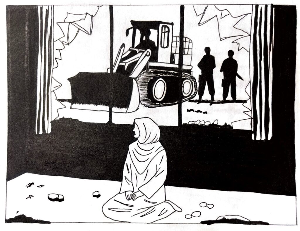 illustration of a person's home demolition