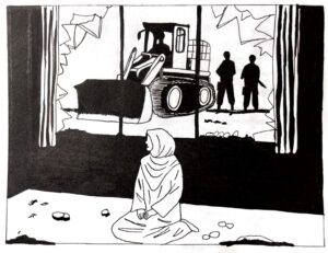 illustration of a person's home demolition