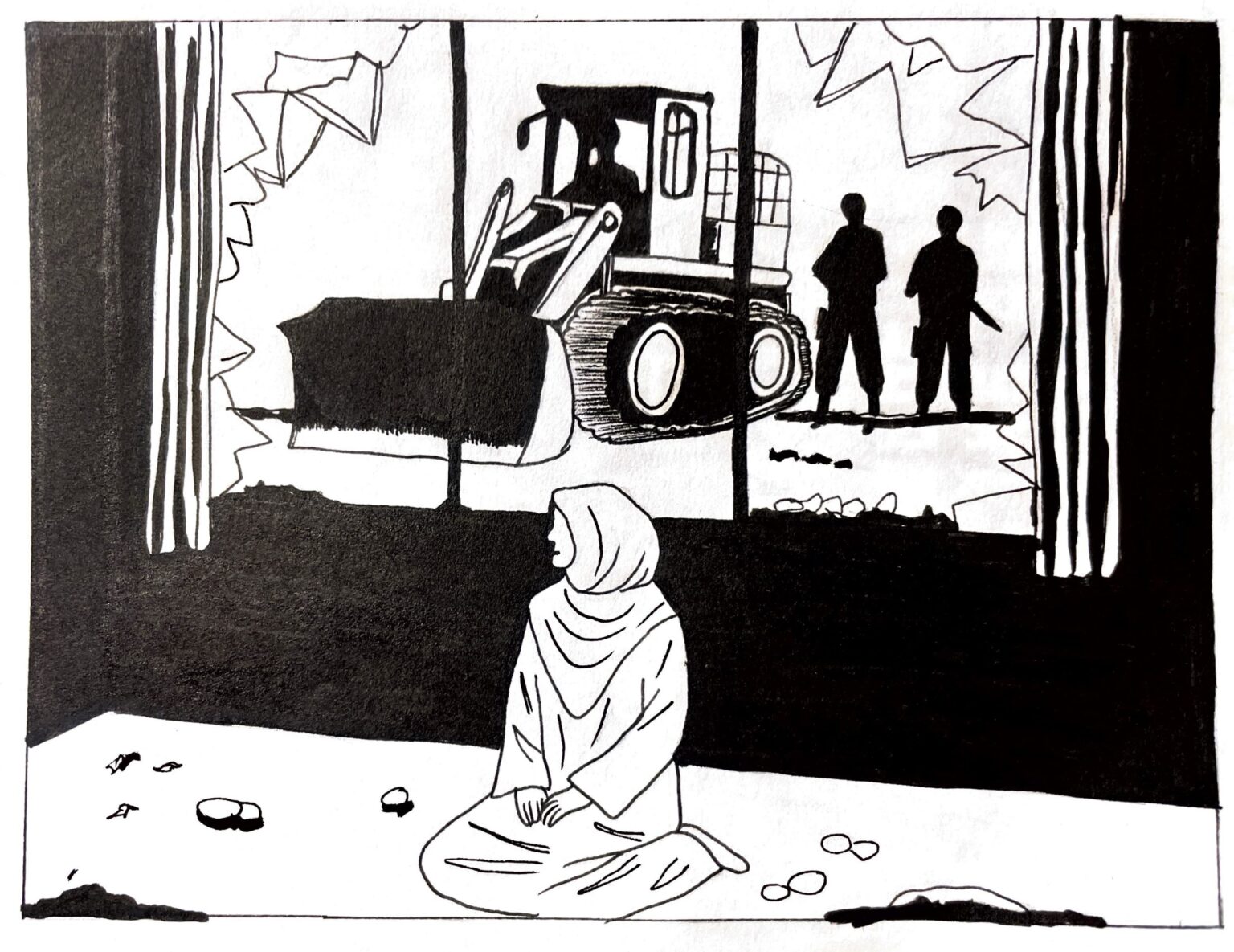 illustration of a person's home demolition